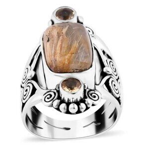 Sajen Rutilated Golden Quartz and Brazilian Ring Sterling Silver
